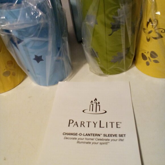 Partylite Change O Lantern Sleeve Set 2 Sets 6 Total Green Yellow Blue - Picture 3 of 9